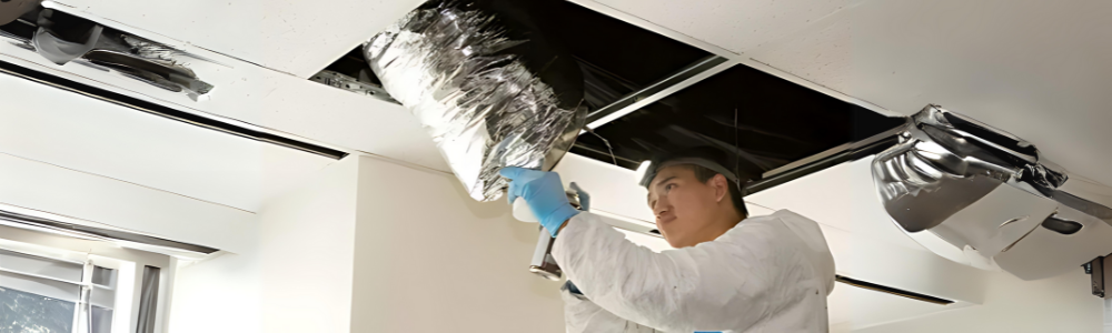 a man is cleaning air duct problems